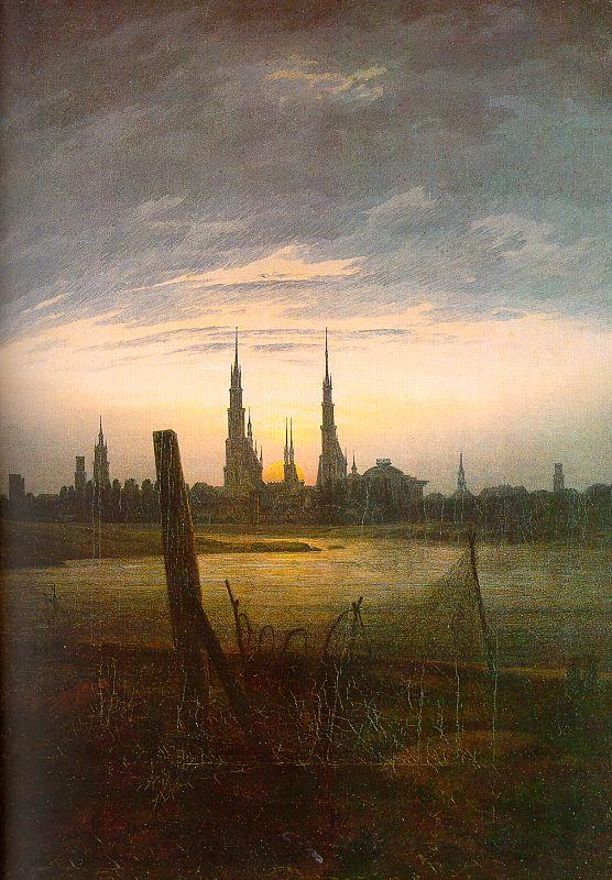 Caspar David Friedrich City at Moonrise Sweden oil painting art